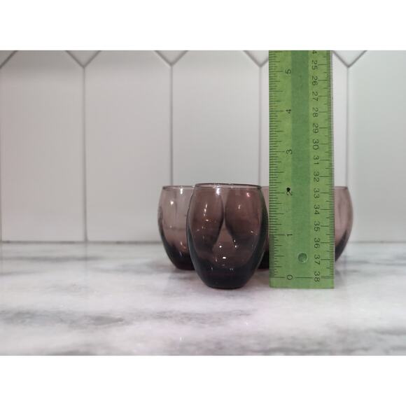 Amethyst Handblown Cordial Glasses Set of 4, Vintage Glassware, Small Cup, 2.5"H - Picture 8 of 9